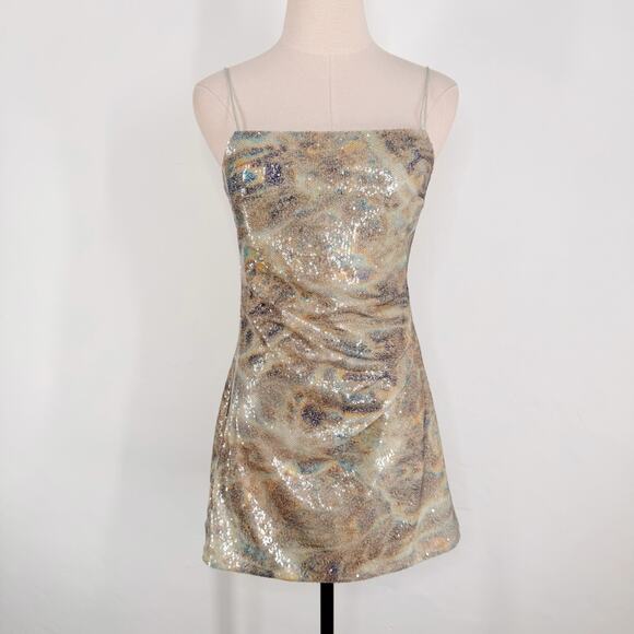 Jonathan Simkhai Frankie Mini Dress Green Sequins Gradient Party Cocktail Size 4 - Picture 2 of 12